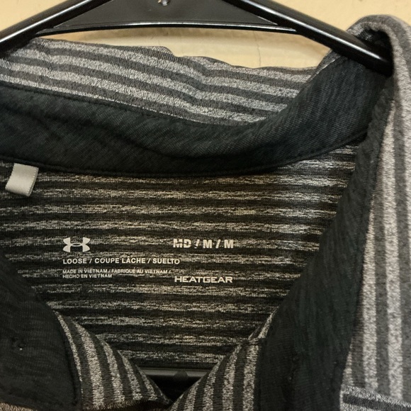 Under Armour Men's Charcoal and Black Striped Polo - Picture 4 of 5